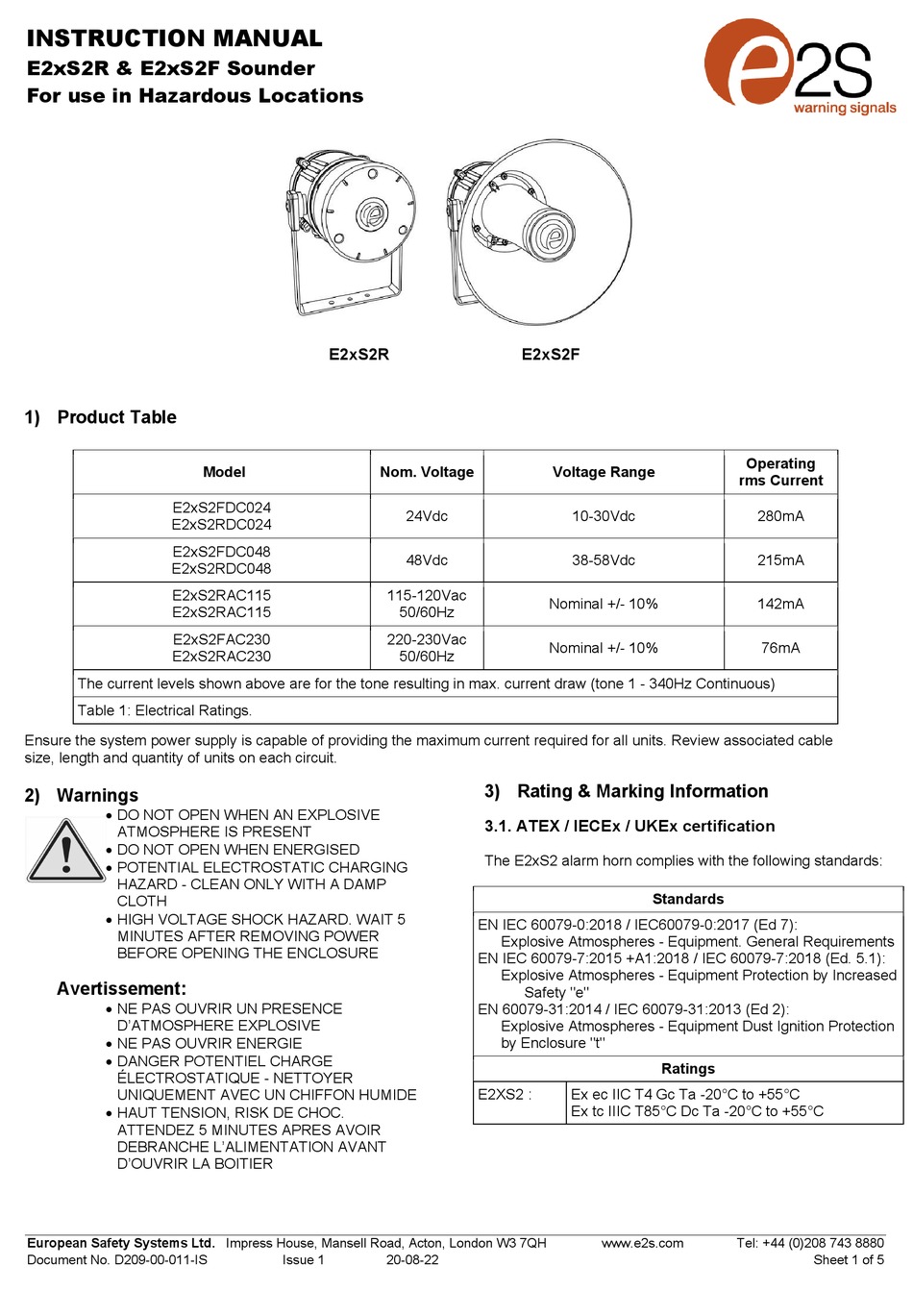 E2S E2XS2FDC024 INSTRUCTION MANUAL Pdf Download | ManualsLib