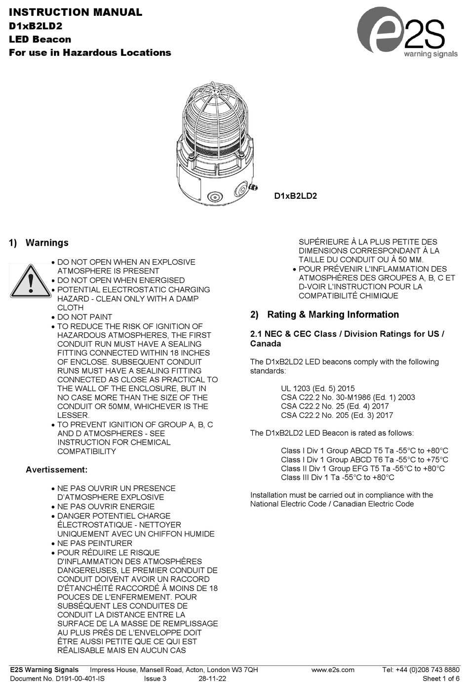 E2S D1 B2LD2 SERIES INSTRUCTION MANUAL Pdf Download | ManualsLib