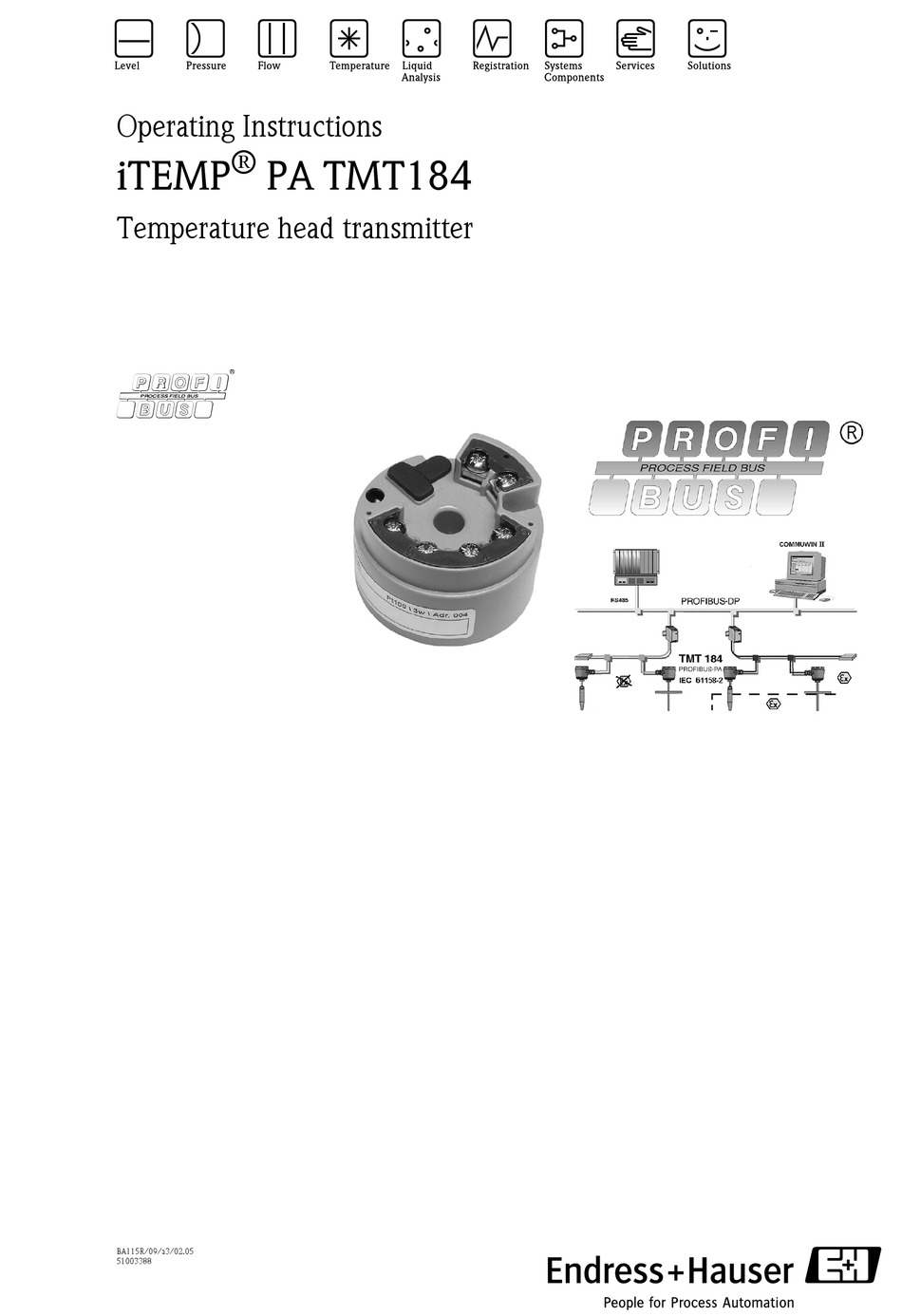 ENDRESS+HAUSER ITEMP PA TMT184 OPERATING INSTRUCTIONS MANUAL Pdf
