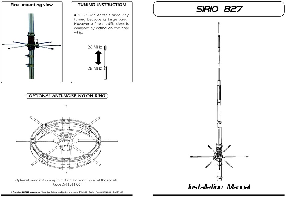 Sirio Antenne Installation Manual Pdf Download Manualslib