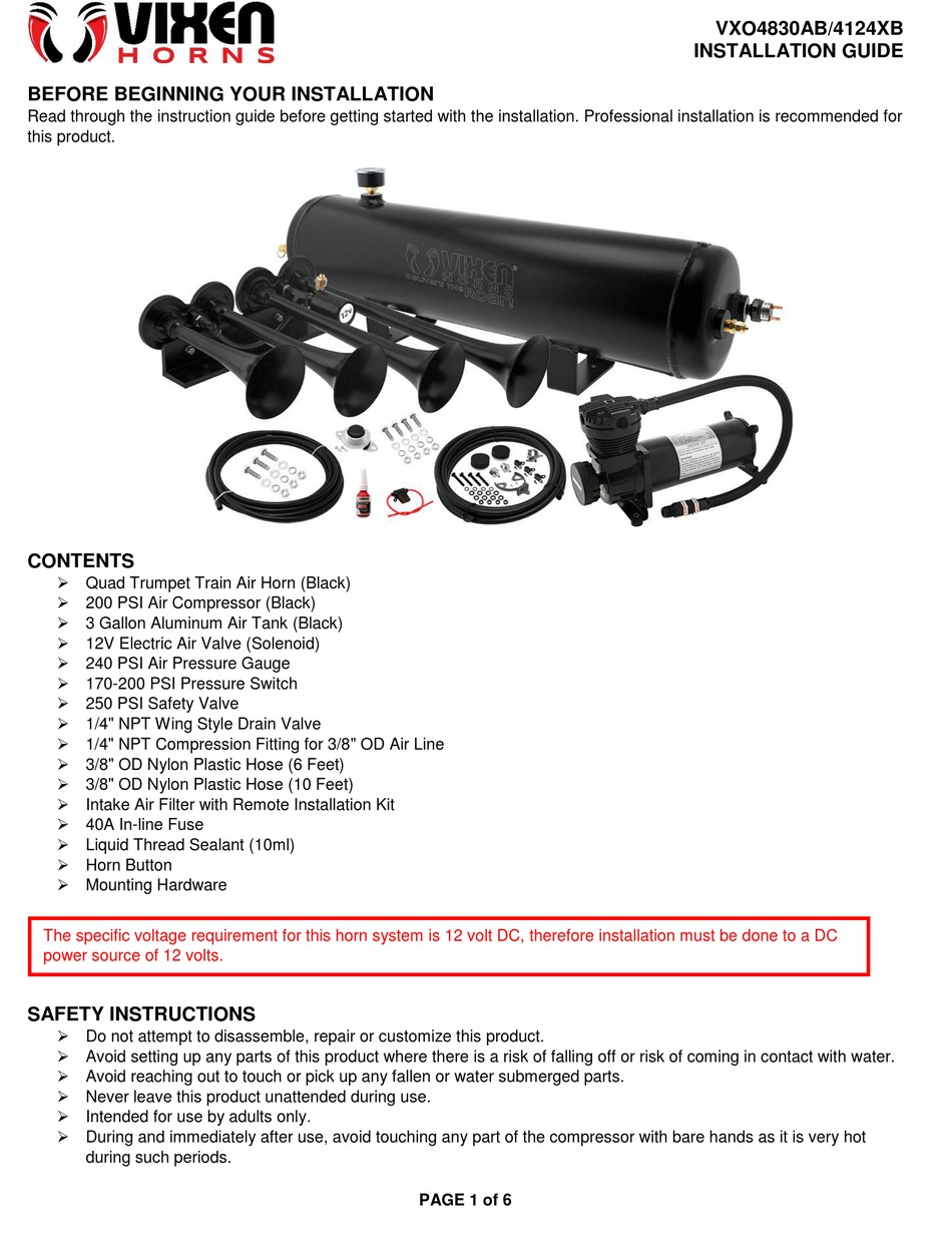 Vixen Horns Vxo Ab Xb Installation Manual Pdf Download Manualslib