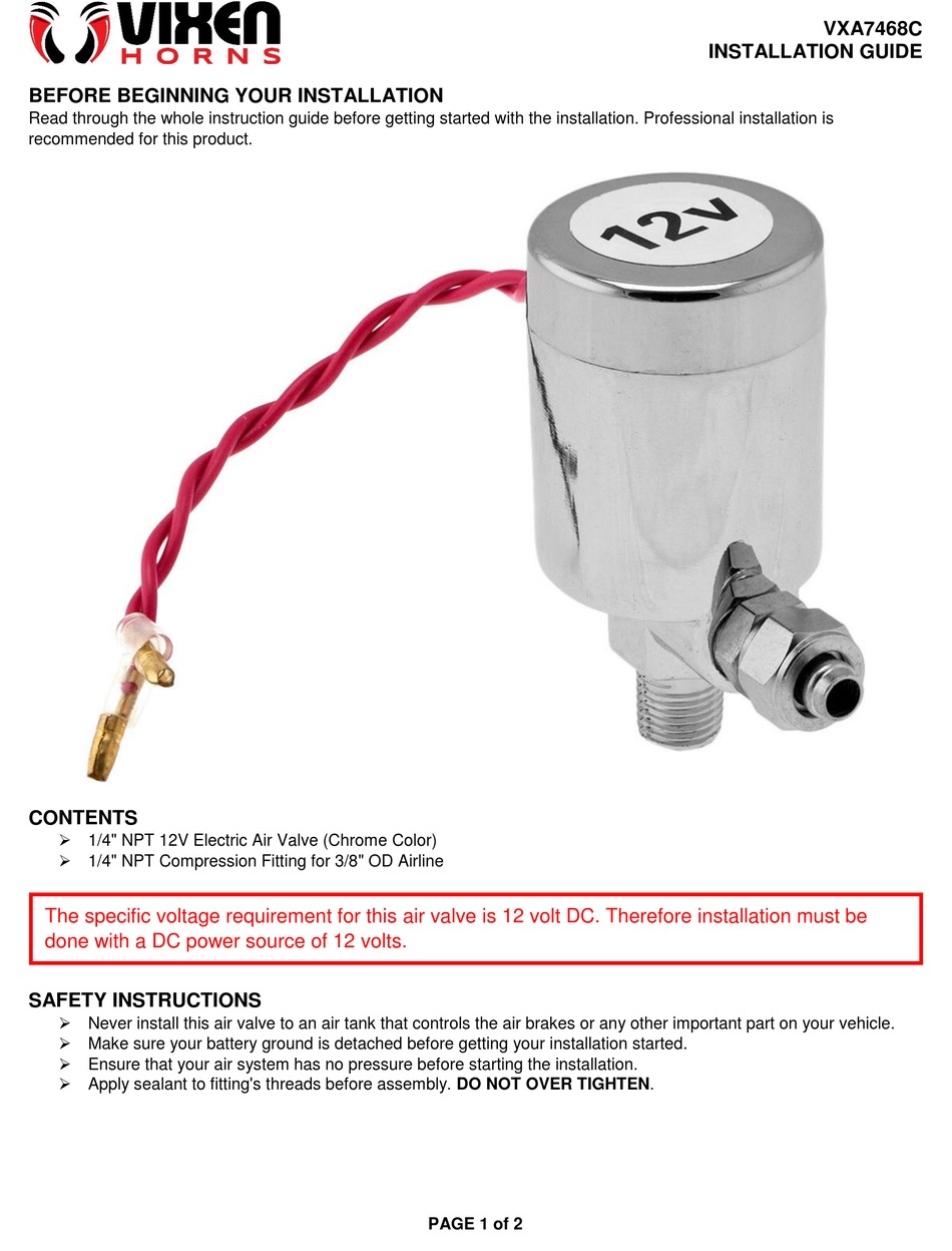 Vixen Horns Vxa C Installation Manual Pdf Download Manualslib