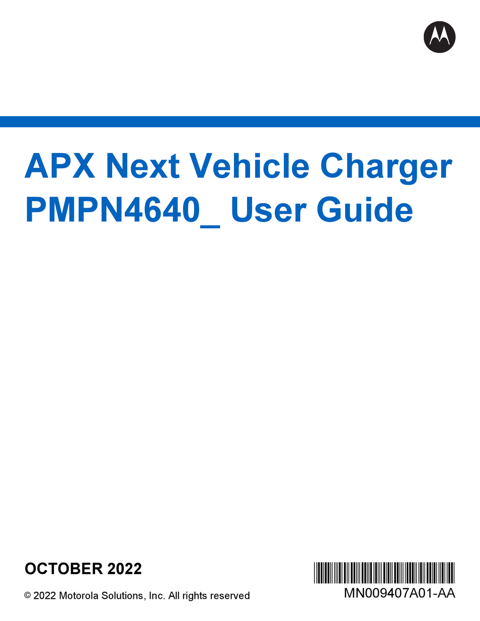 MOTOROLA SOLUTIONS APX NEXT PMPN4640 USER MANUAL Pdf Download | ManualsLib