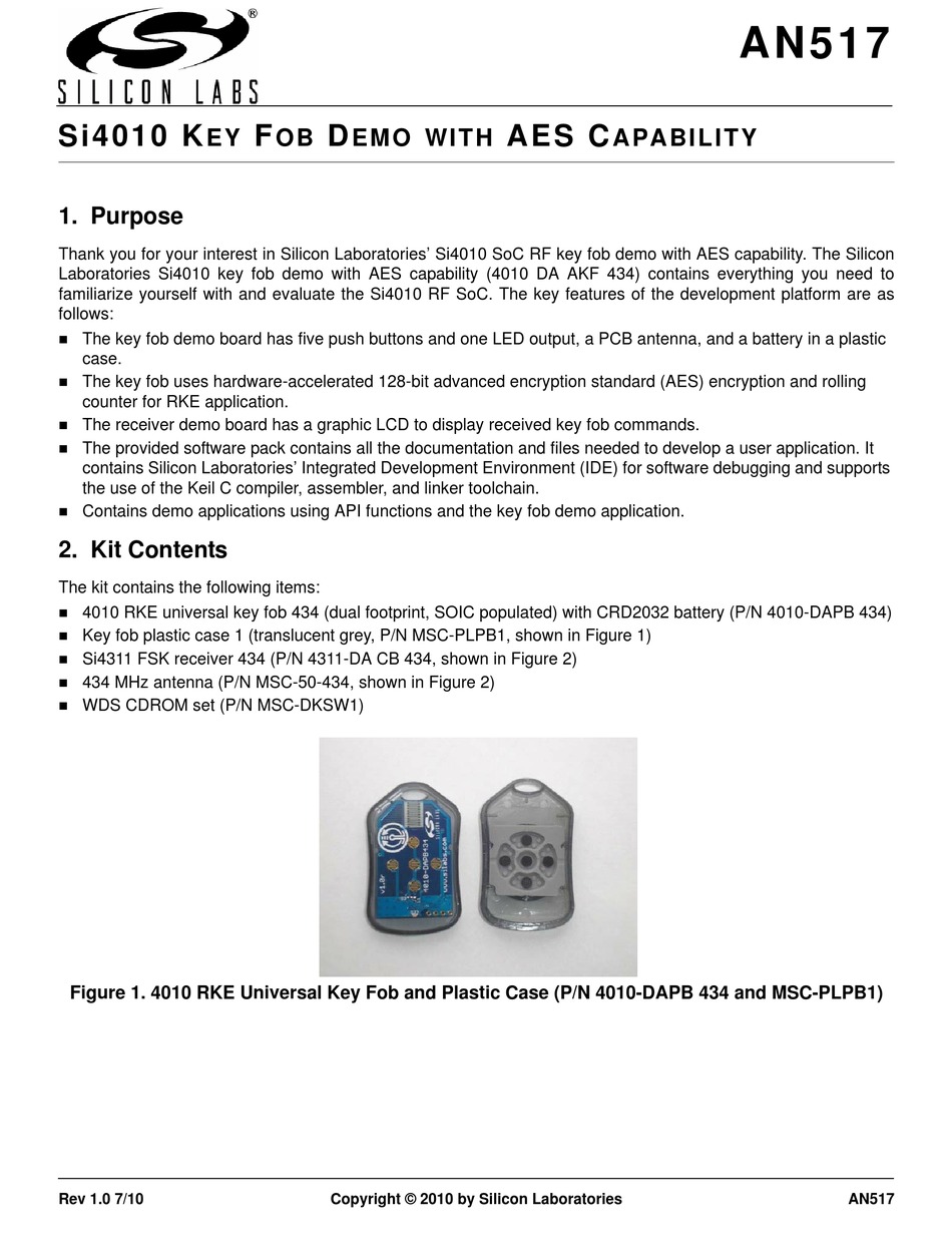 SILICON LABORATORIES SI4010 MANUAL Pdf Download | ManualsLib