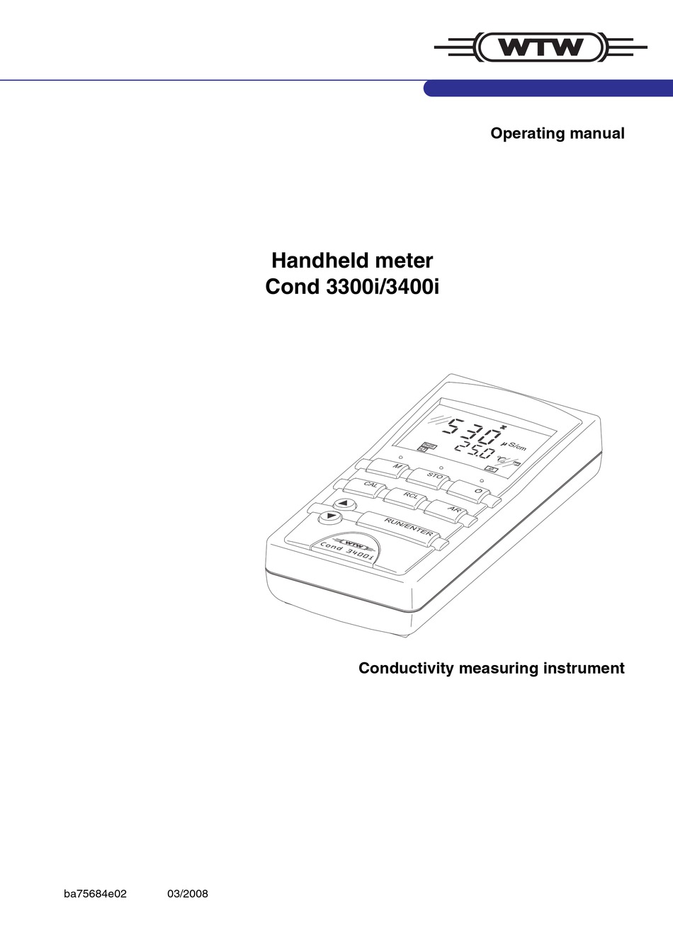 WTW COND 3300I OPERATING MANUAL Pdf Download ManualsLib