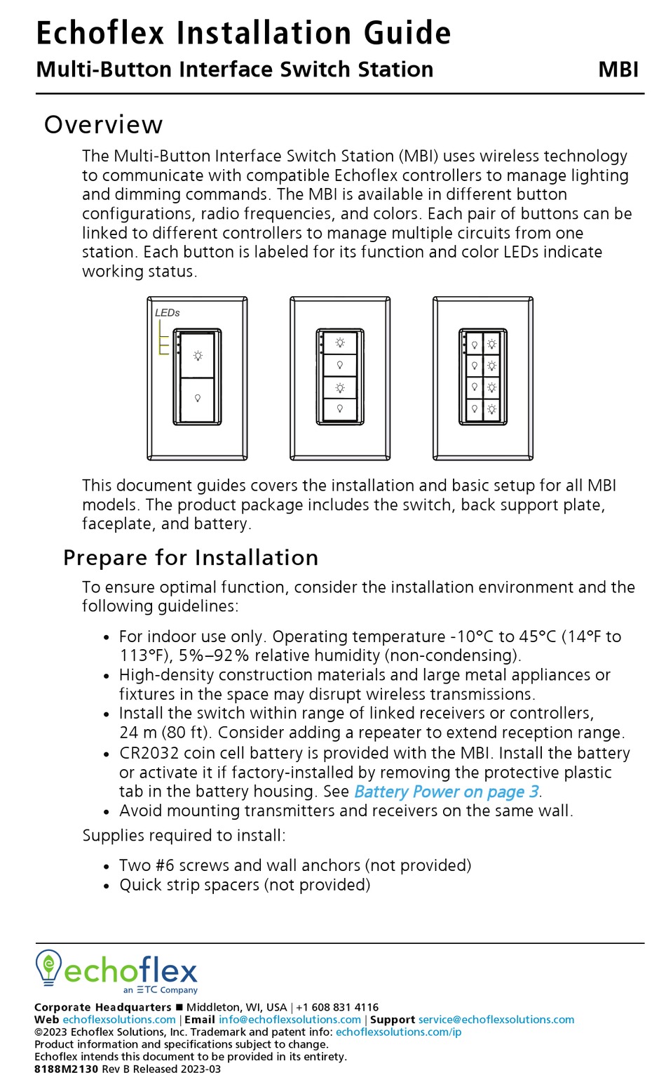 ECHOFLEX MBI INSTALLATION MANUAL Pdf Download | ManualsLib