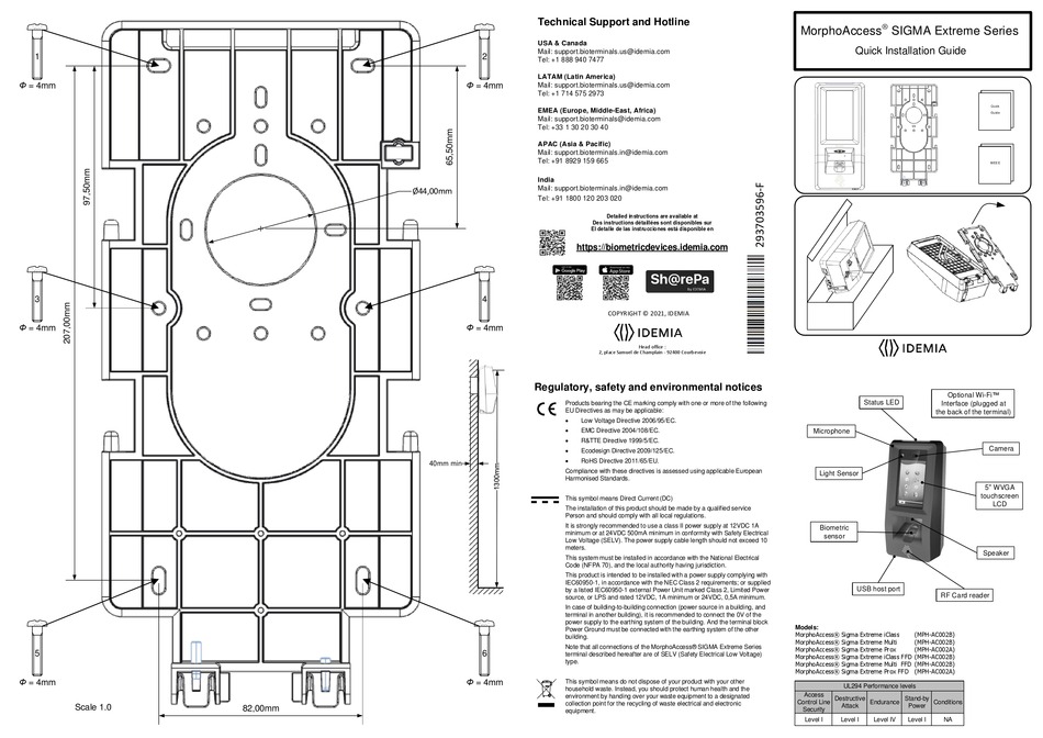 Idemia Morphoaccess Sigma Extreme Series Quick Installation Manual Pdf