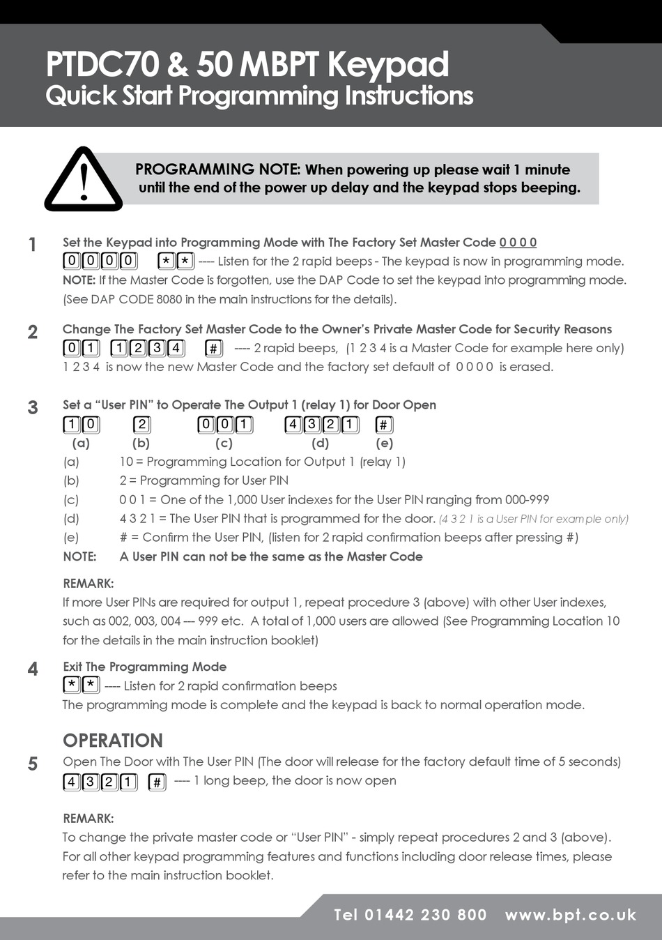 Came Ptdc Quick Start Programming Instructions Pdf Download Manualslib