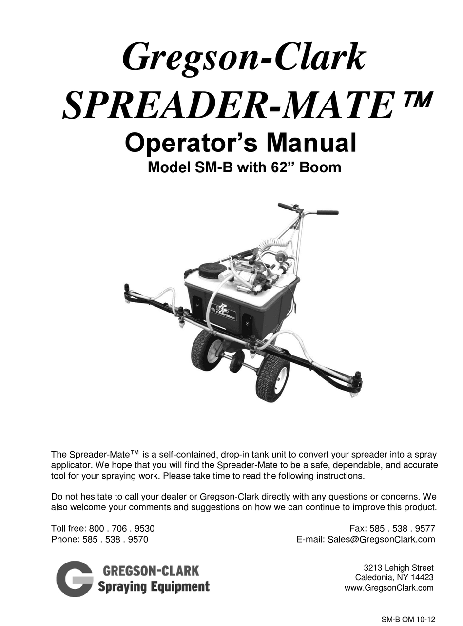 GREGSON-CLARK SPREADER-MATE SM-B OPERATOR'S MANUAL Pdf Download ...