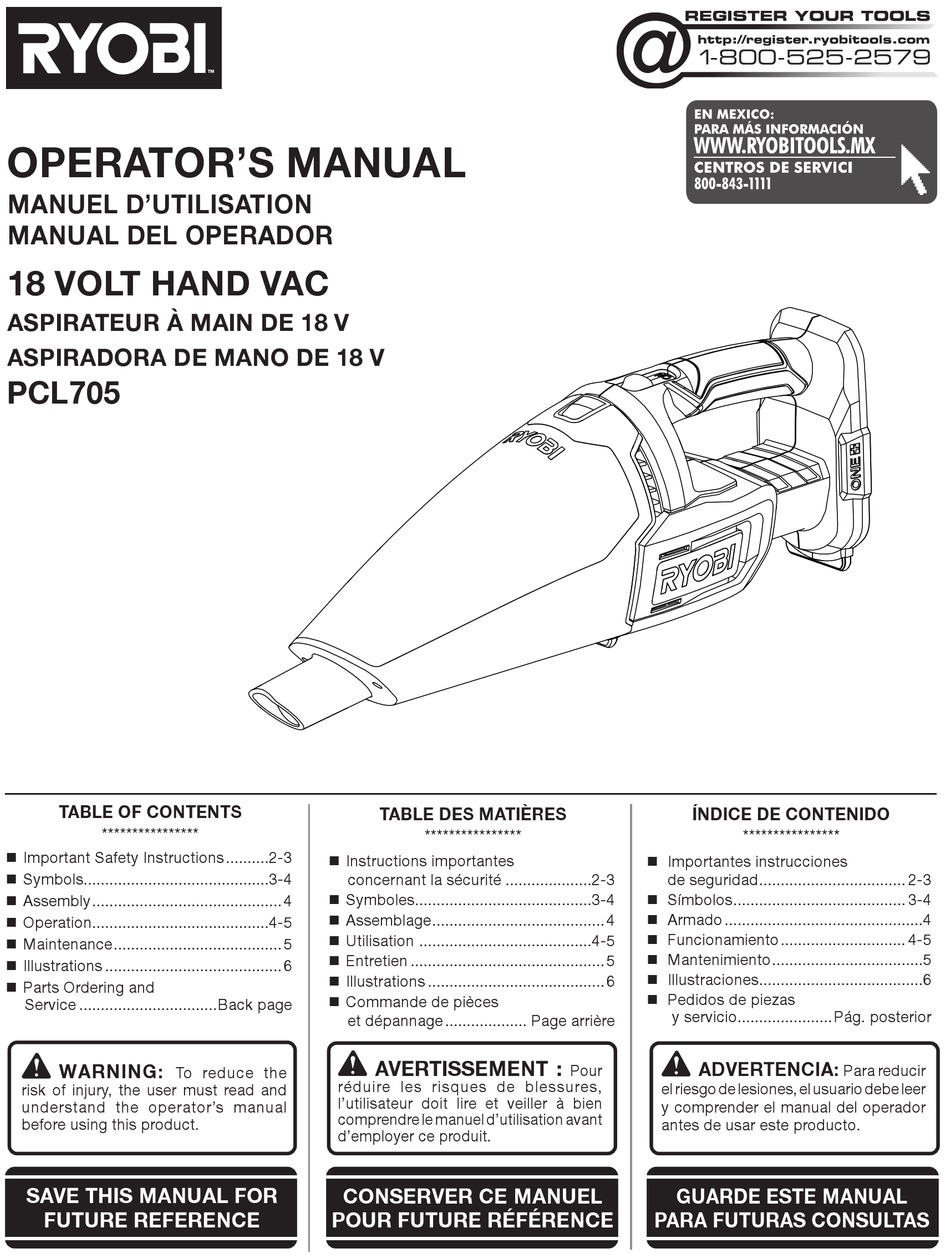 Ryobi Pcl705 Operators Manual Pdf Download Manualslib