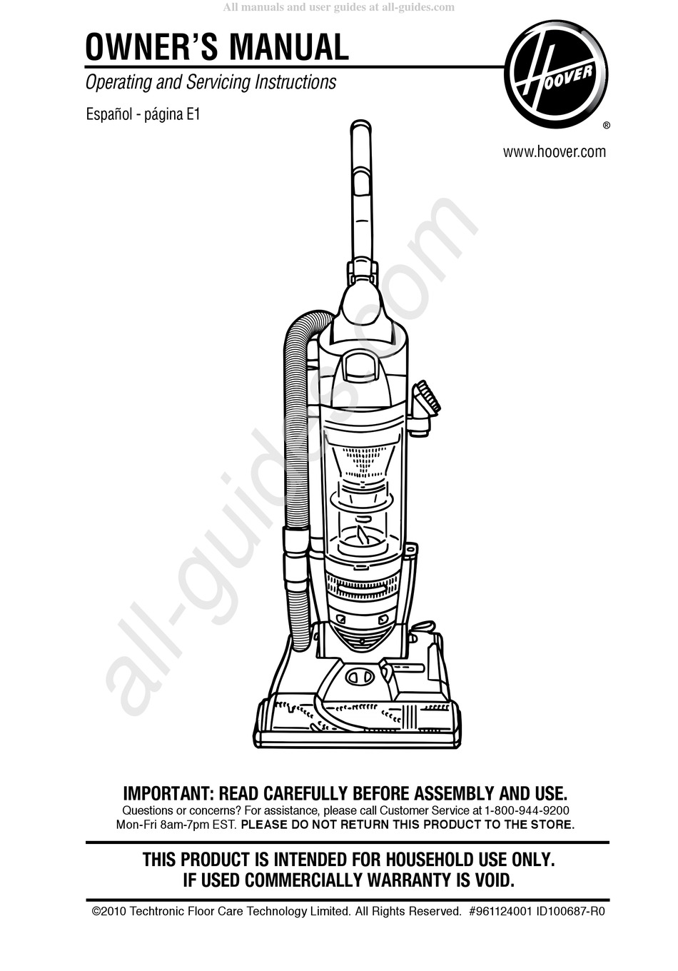 Hoover Uh70085 Owners Manual Pdf Download Manualslib 5364