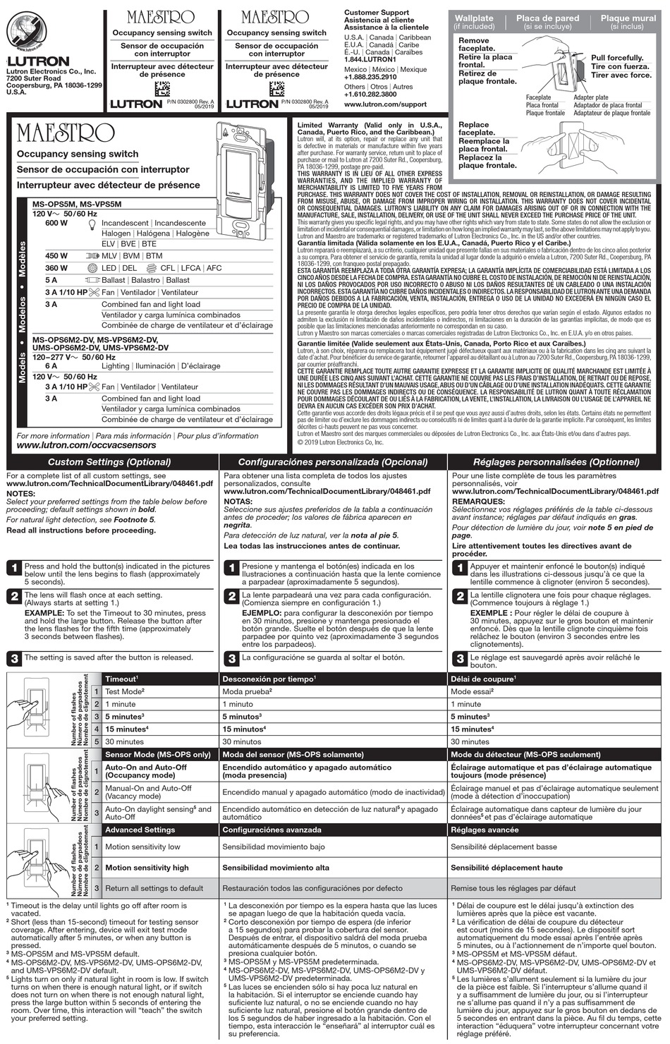 LUTRON ELECTRONICS MAESTRO MSOPS6M2DV QUICK START MANUAL Pdf Download