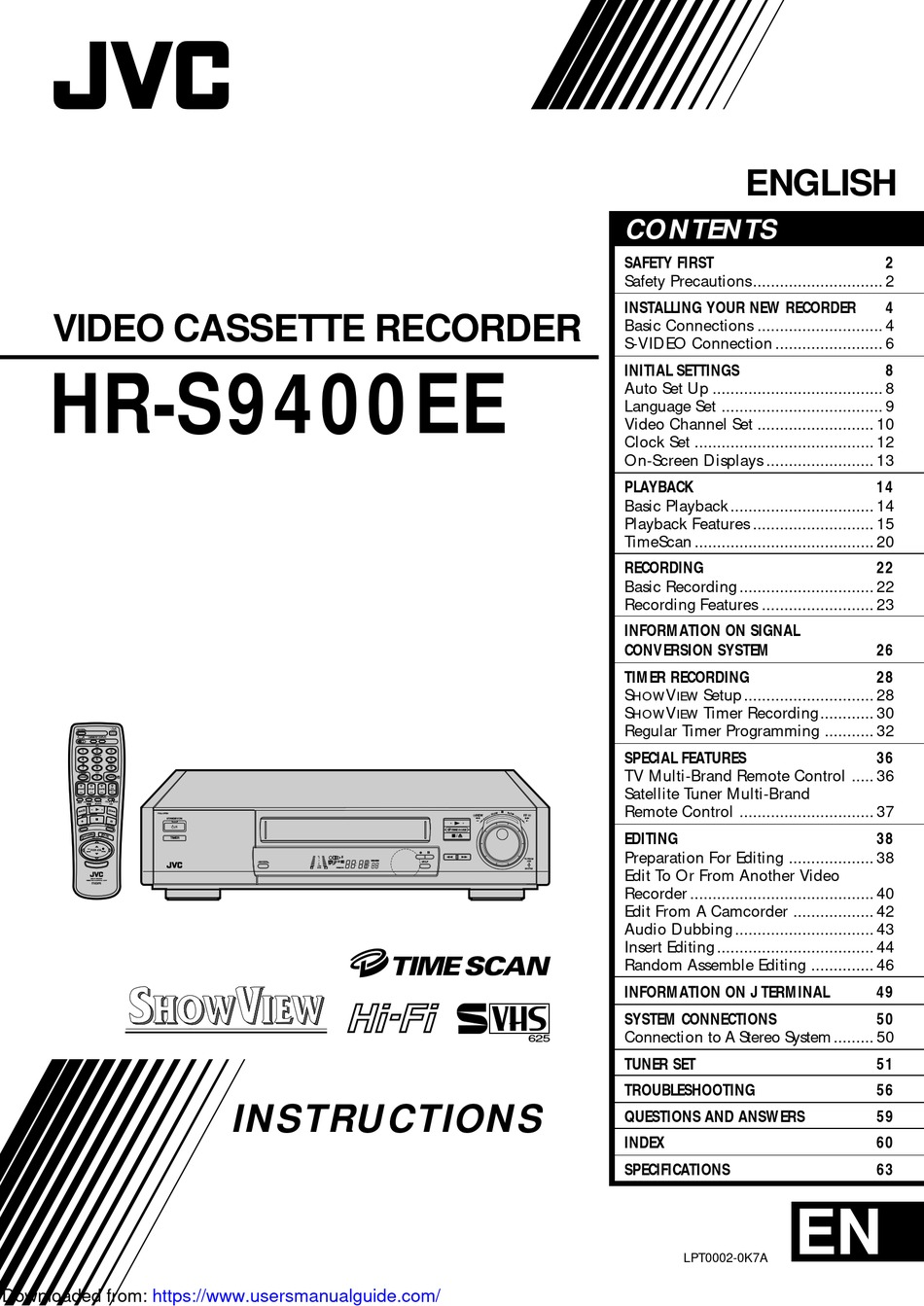 JVC HRS9400EE INSTRUCTIONS MANUAL Pdf Download ManualsLib