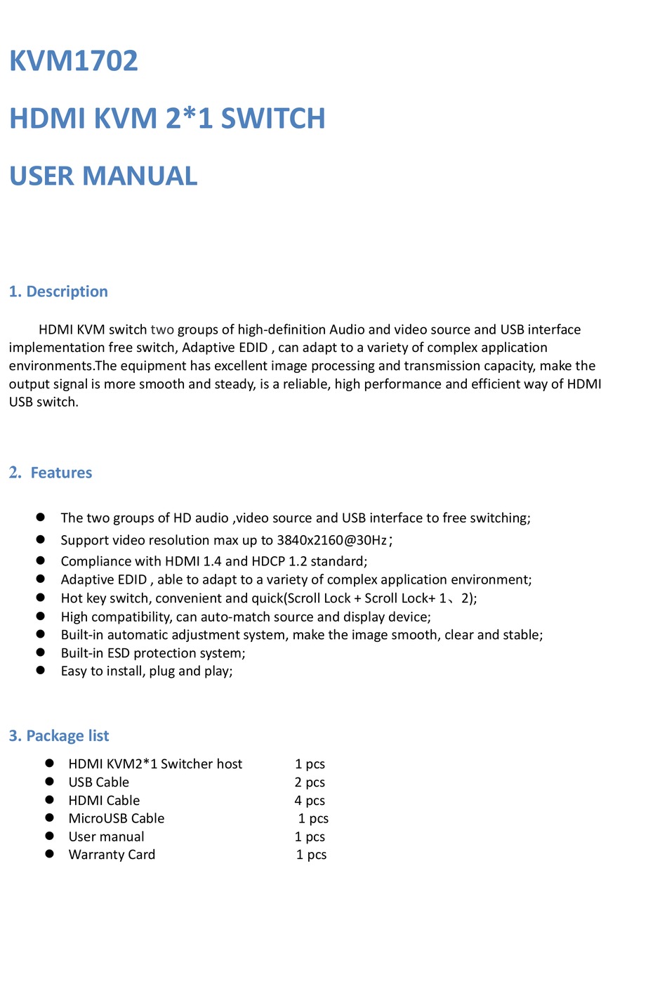 B-TECH KVM1702 USER MANUAL Pdf Download | ManualsLib