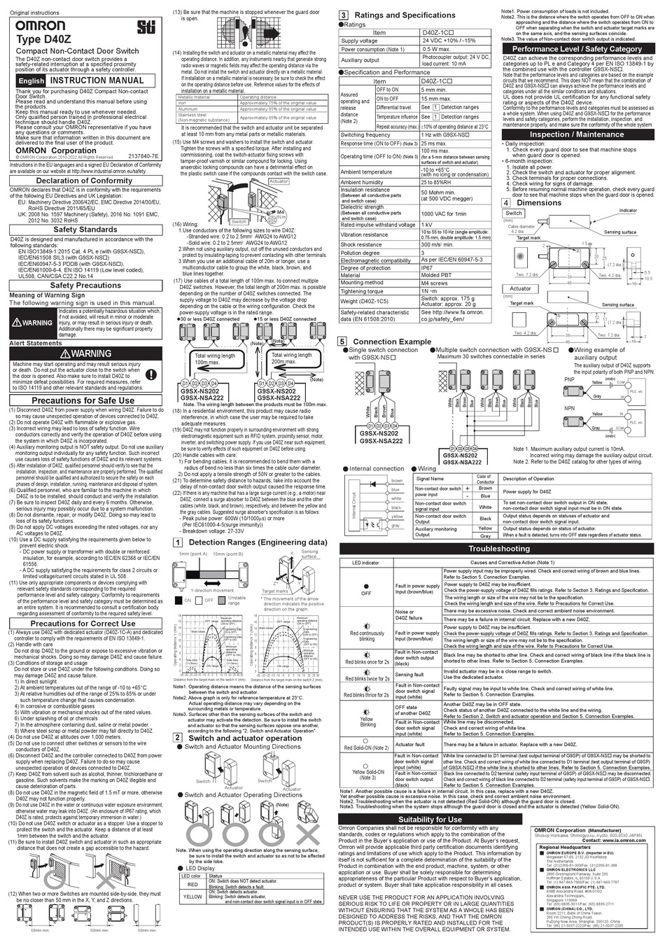 OMRON D40Z INSTRUCTION MANUAL Pdf Download | ManualsLib