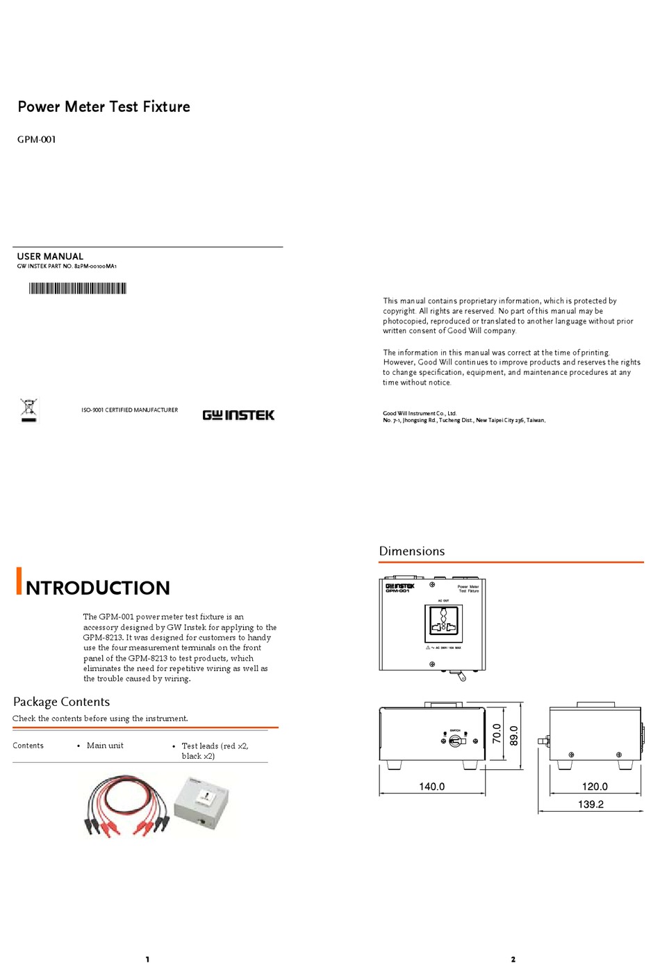 GW INSTEK GPM-001 USER MANUAL Pdf Download | ManualsLib