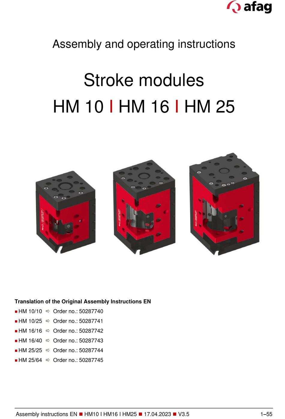 AFAG HM 10 ASSEMBLY AND OPERATING INSTRUCTIONS MANUAL Pdf Download ...