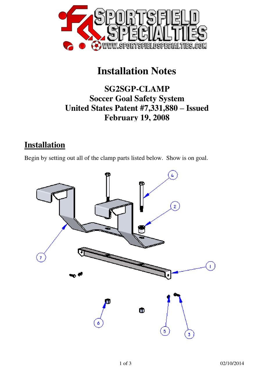 SPORTSFIELD SPECIALTIES SG2SGP-CLAMP INSTALLATION NOTES Pdf Download ...