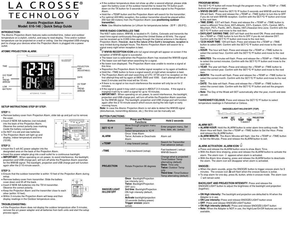 LA CROSSE TECHNOLOGY 616146 QUICK SETUP MANUAL Pdf Download ManualsLib