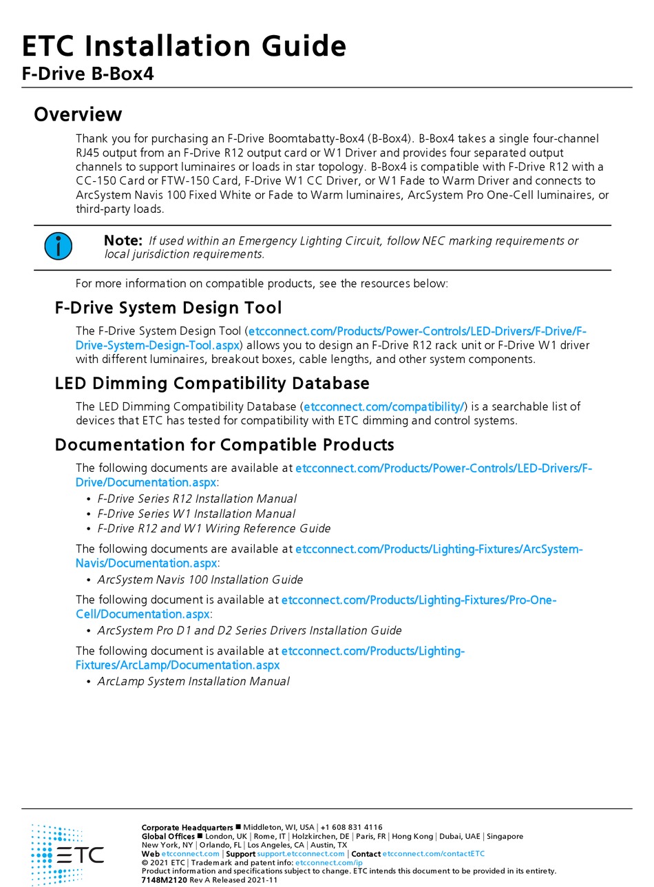 ETC F-DRIVE B-BOX4 INSTALLATION MANUAL Pdf Download | ManualsLib