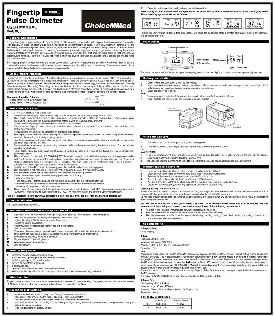 CHOICEMMED MD300C5 USER MANUAL Pdf Download | ManualsLib