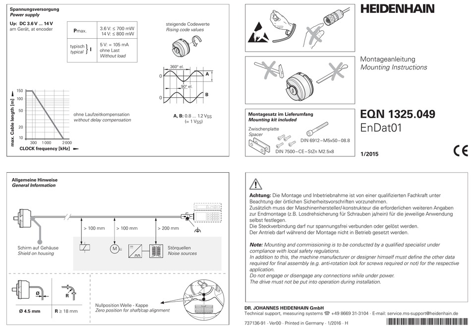 HEIDENHAIN EQN 1325.049 MOUNTING INSTRUCTIONS Pdf Download | ManualsLib