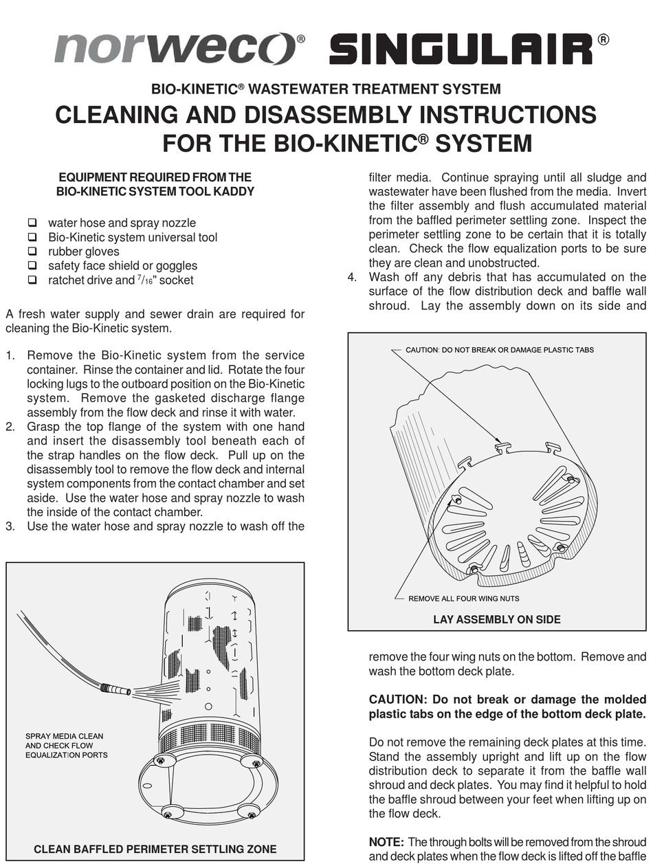 Norweco Singulair Bio Kinetic Cleaning Instructions Pdf Download Manualslib 