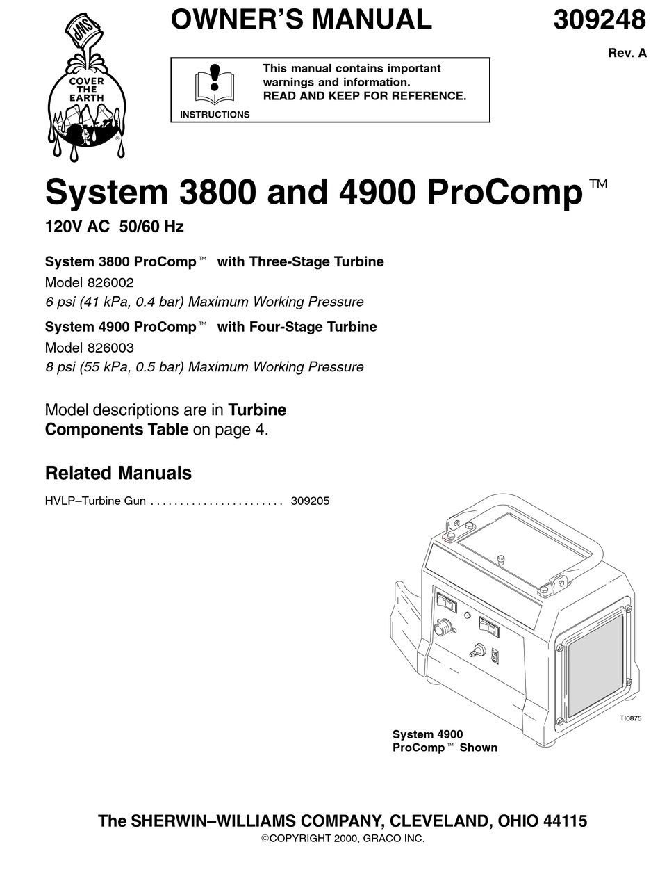 SHERWIN-WILLIAMS PROCOMP 3800 OWNER'S MANUAL Pdf Download | ManualsLib