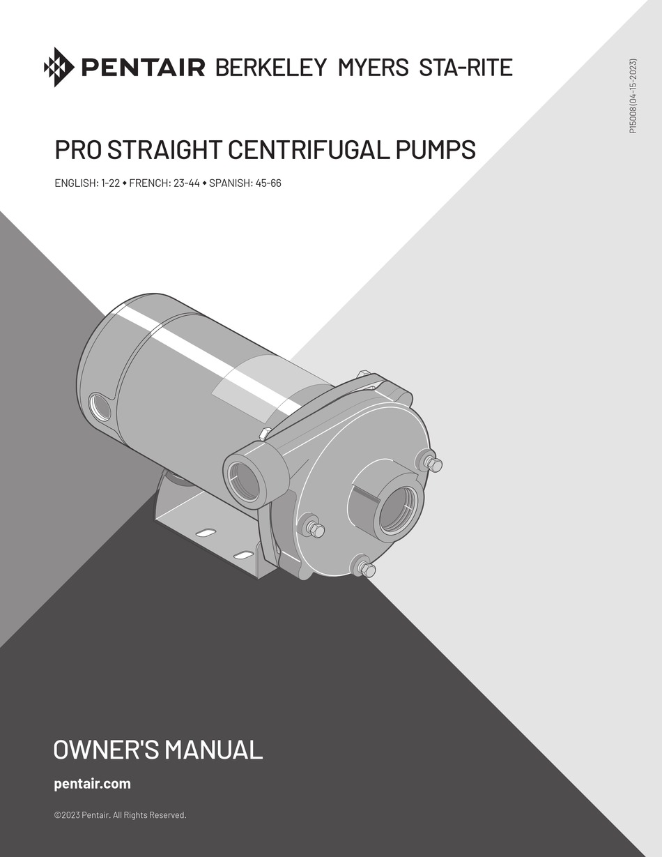PENTAIR BERKELEY CB SERIES OWNER