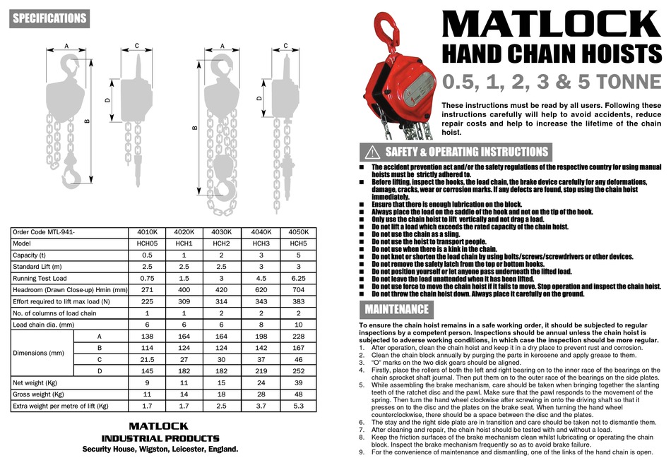 MATLOCK HCH05 QUICK START MANUAL Pdf Download ManualsLib