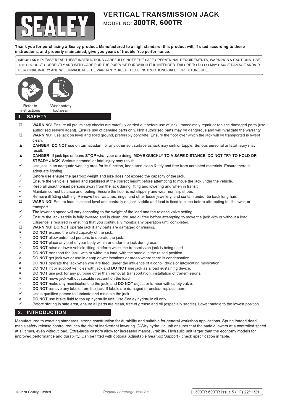 SEALEY 300TR MANUAL Pdf Download | ManualsLib