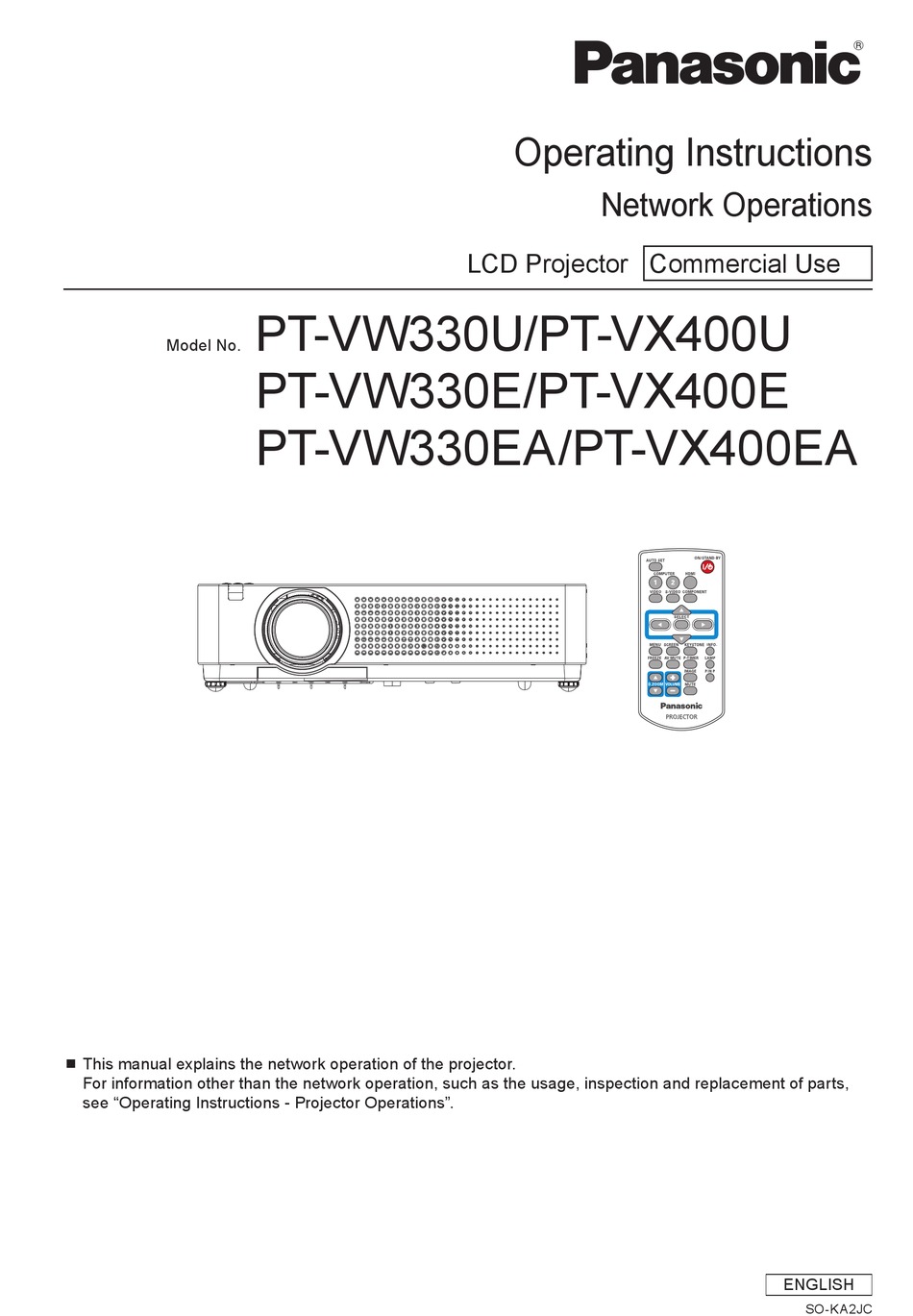 PANASONIC PT-VW330E OPERATING INSTRUCTIONS MANUAL Pdf Download | ManualsLib