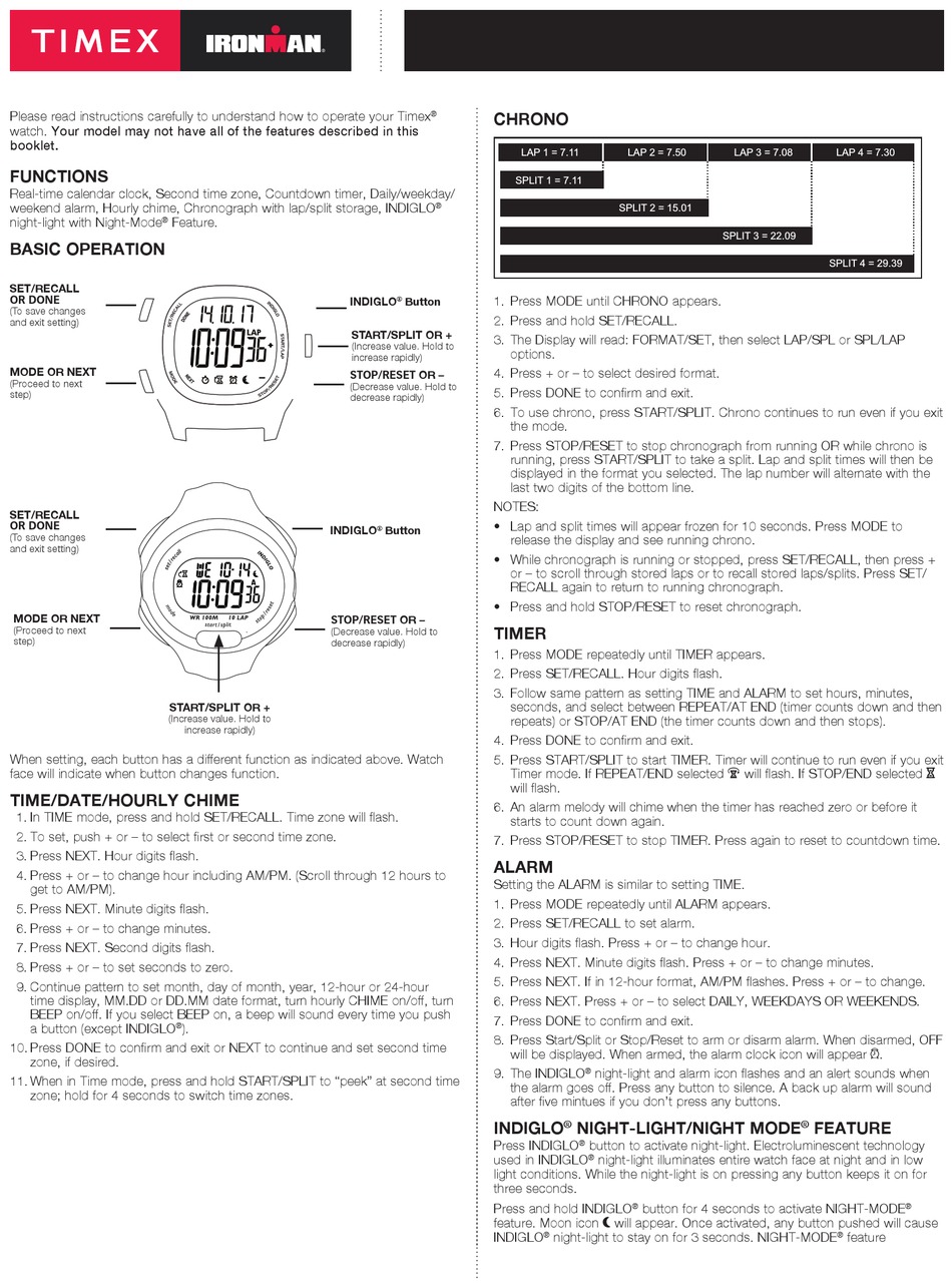 TIMEX IRONMAN TW5K940009J MANUAL Pdf Download ManualsLib