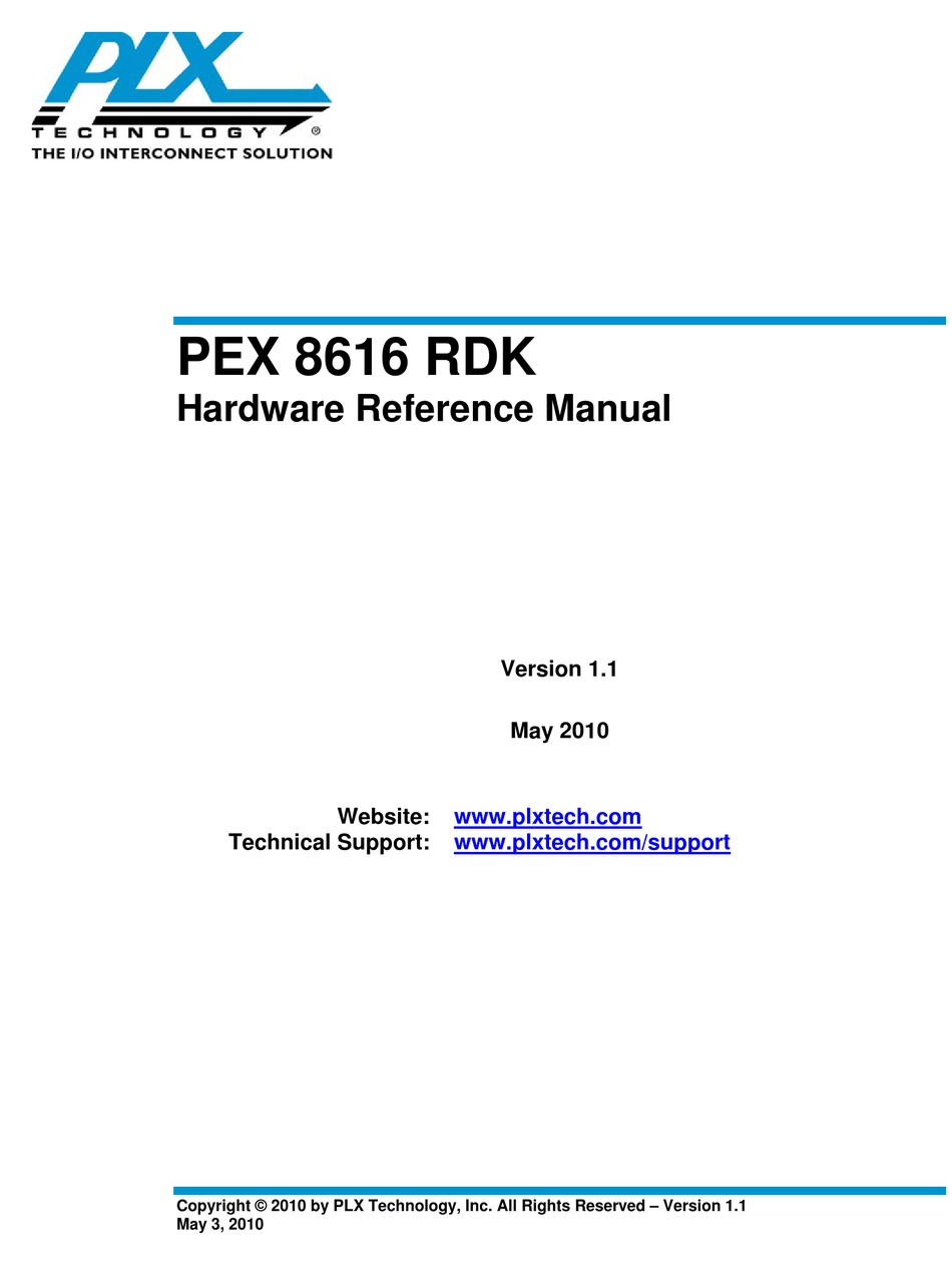 PLX TECHNOLOGY PEX 8616 RDK HARDWARE REFERENCE MANUAL Pdf Download ...