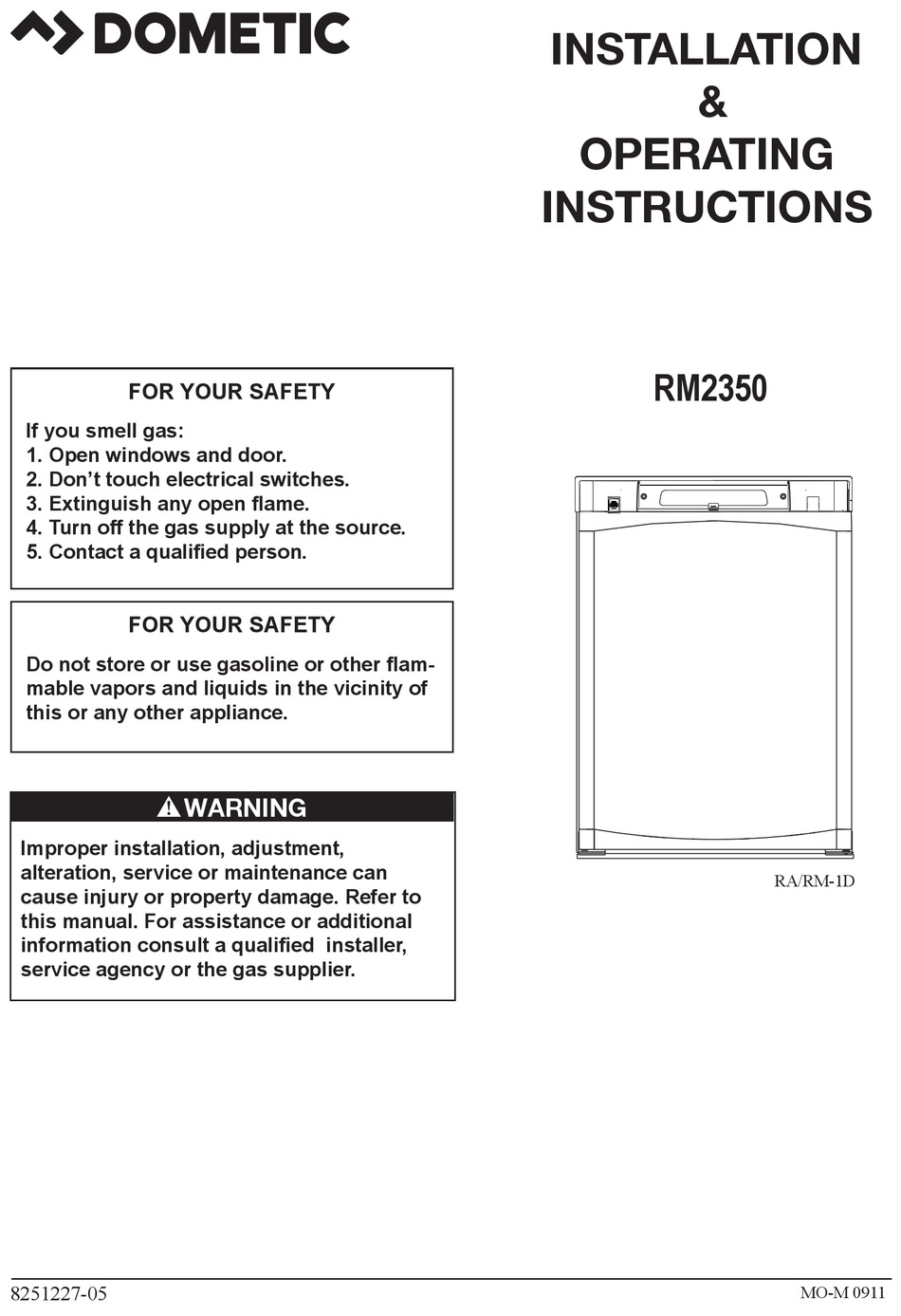 DOMETIC 9600029484 INSTALLATION & OPERATING INSTRUCTIONS MANUAL Pdf ...