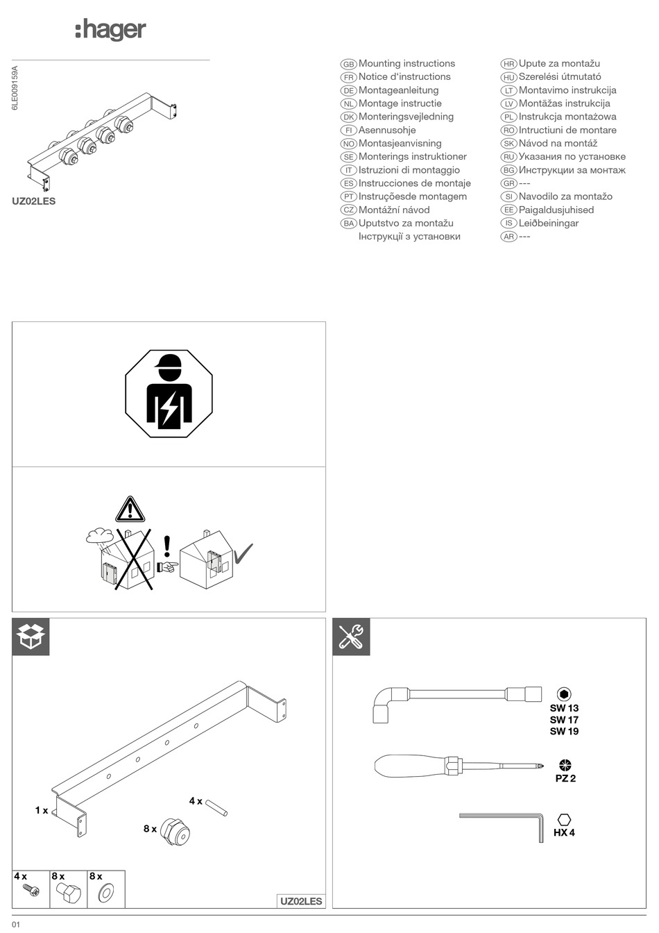 HAGER UZ02LES MOUNTING INSTRUCTIONS Pdf Download | ManualsLib