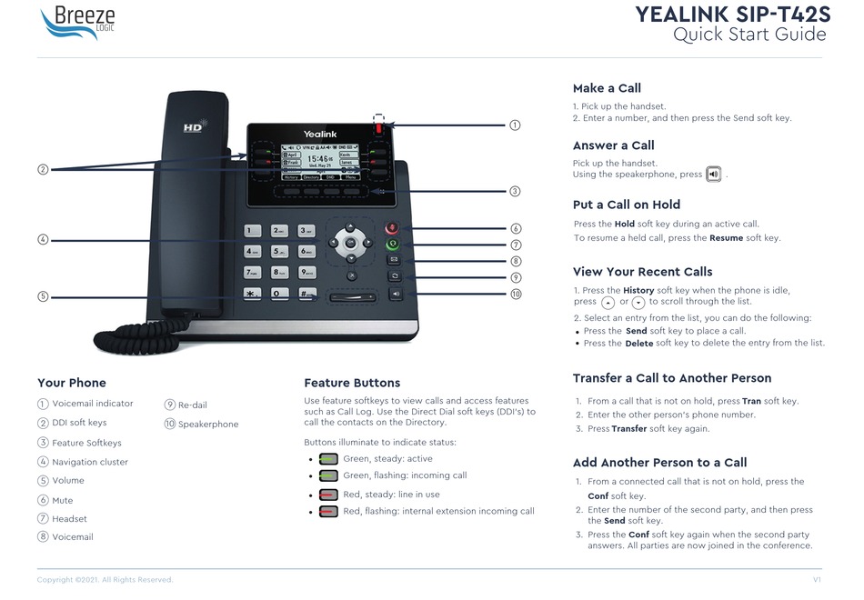 YEALINK SIPT42S QUICK START MANUAL Pdf Download ManualsLib