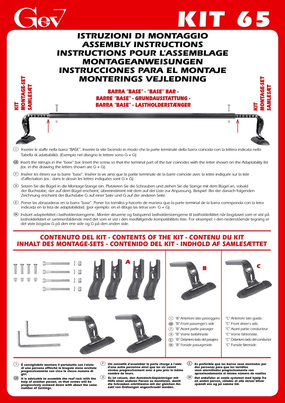 Kit Staffe GEV 9263 – Supporti Di Fissaggio Per Barre Da Tetto, Compatibilità Universale