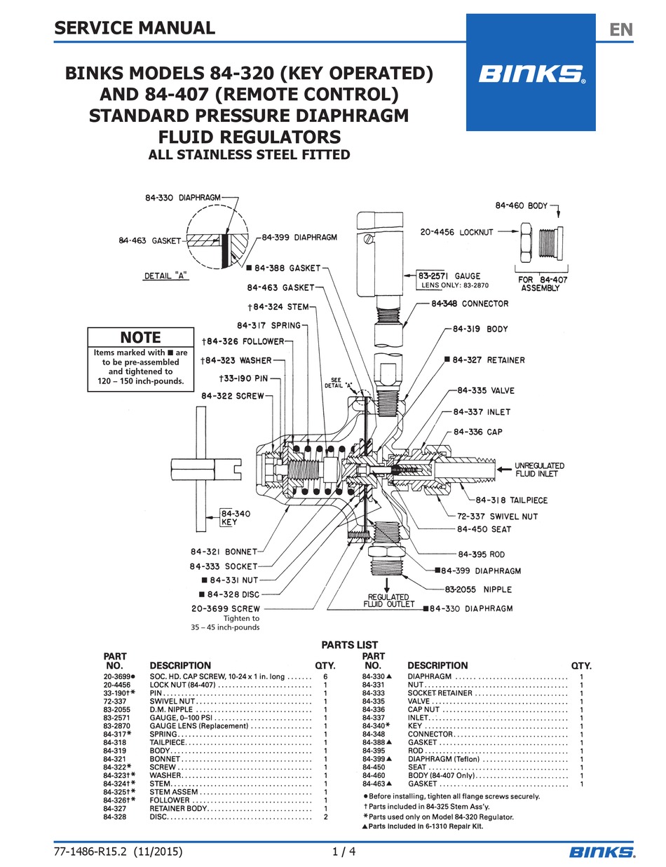 BINKS 84-320 SERVICE MANUAL Pdf Download | ManualsLib