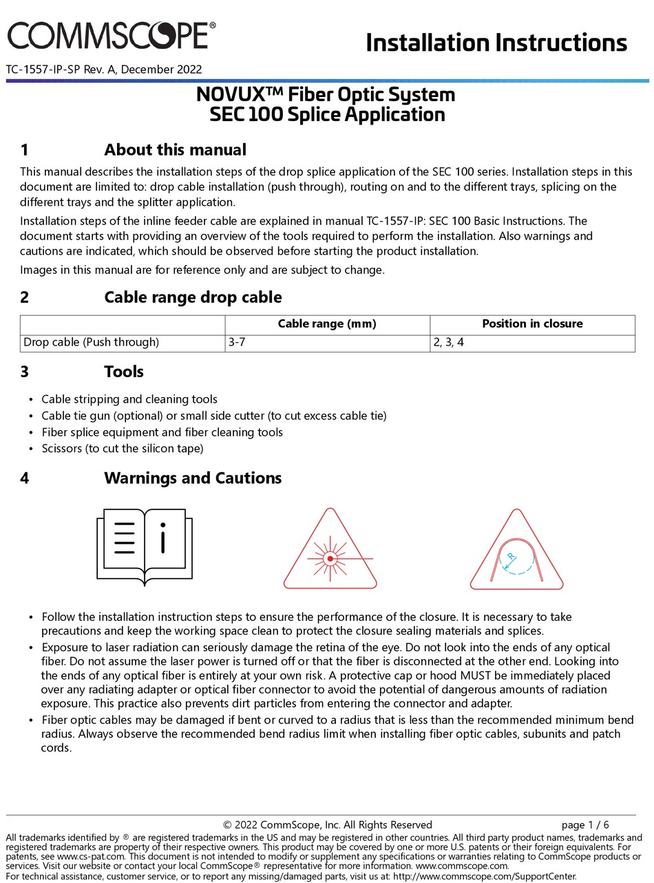 COMMSCOPE NOVUX SEC 100 INSTALLATION INSTRUCTIONS MANUAL Pdf Download ...