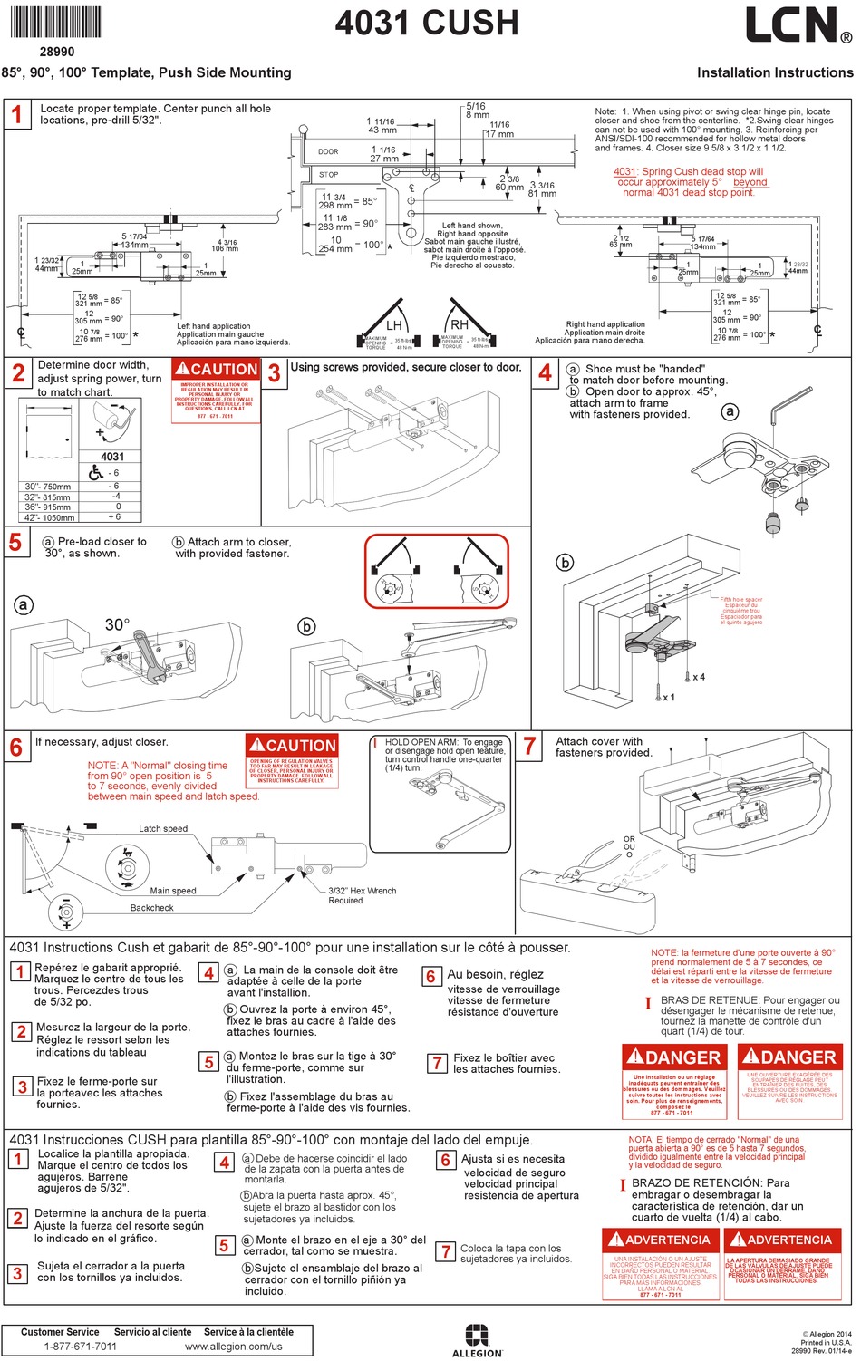 LCN 4031 CUSH INSTALLATION INSTRUCTIONS Pdf Download | ManualsLib