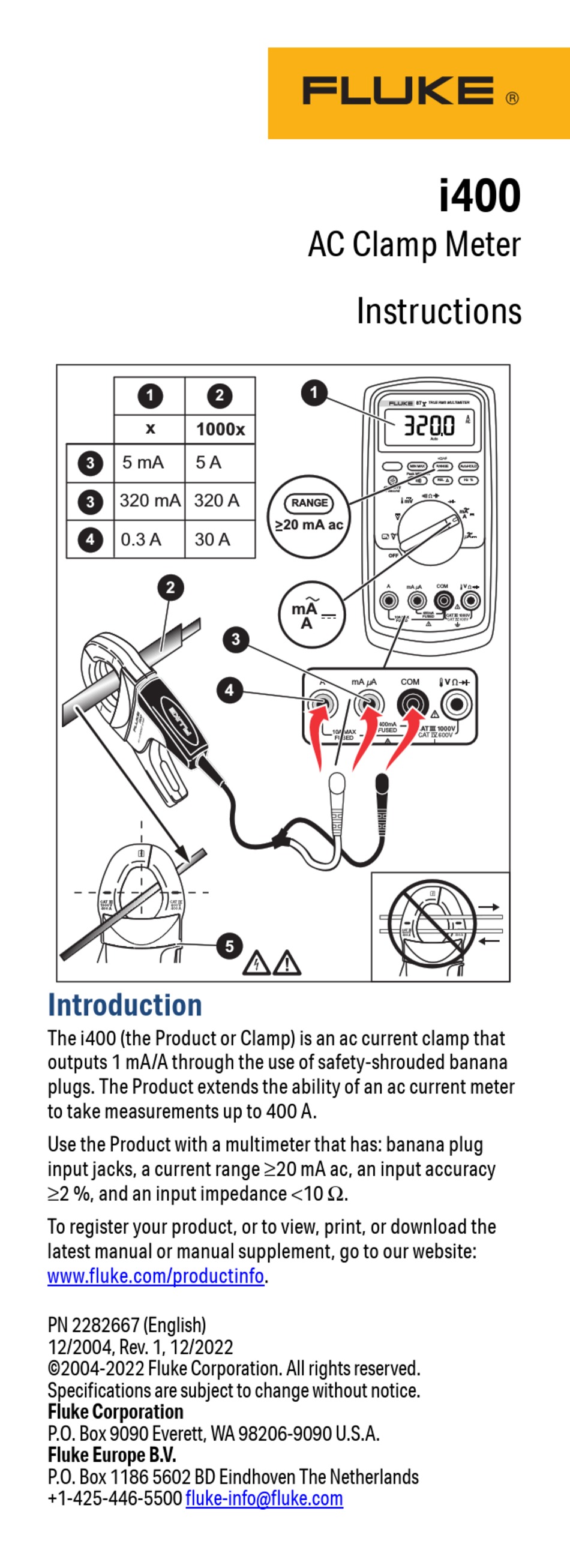 FLUKE I400 INSTRUCTIONS Pdf Download ManualsLib