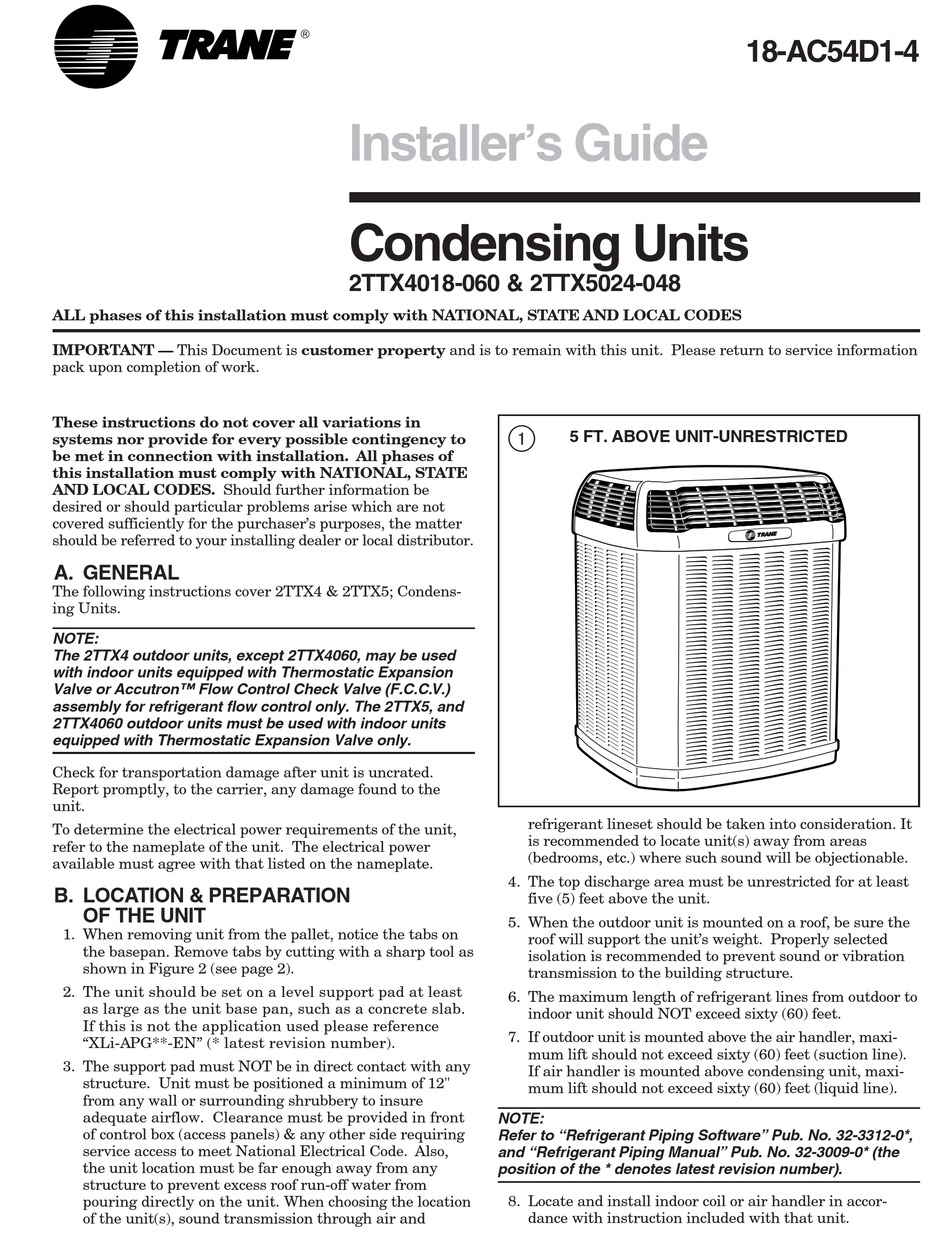 TRANE 2TTX4018B INSTALLER'S MANUAL Pdf Download | ManualsLib