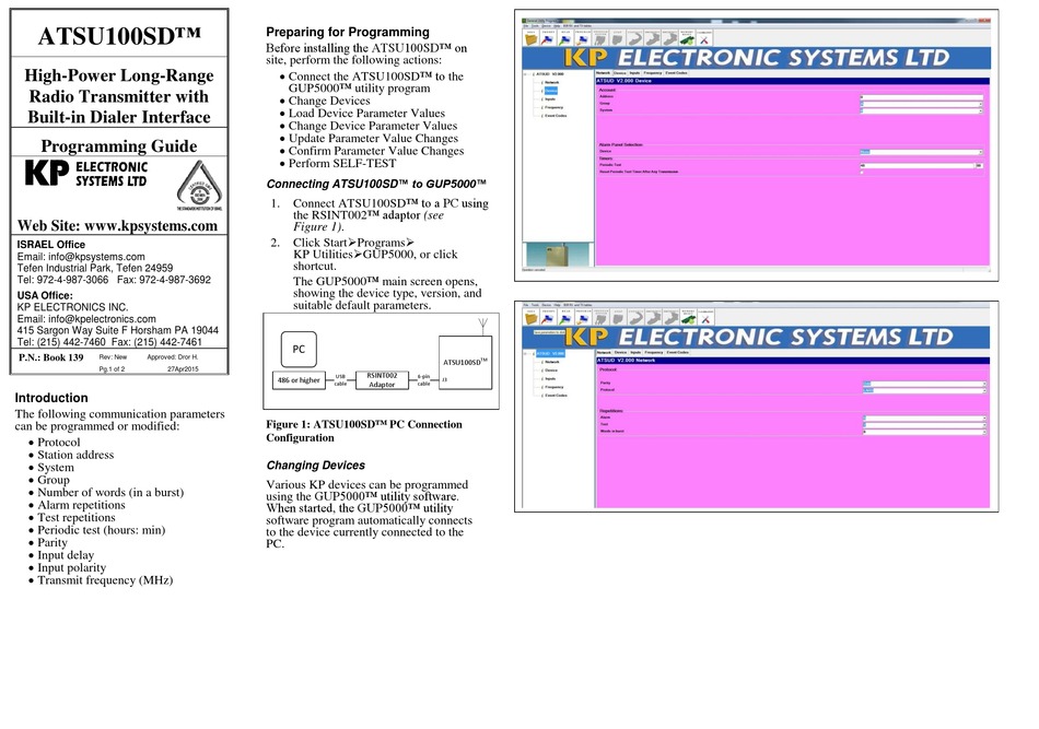 KP ELECTRONIC SYSTEMS ATSU100SD PROGRAMMING MANUAL Pdf Download