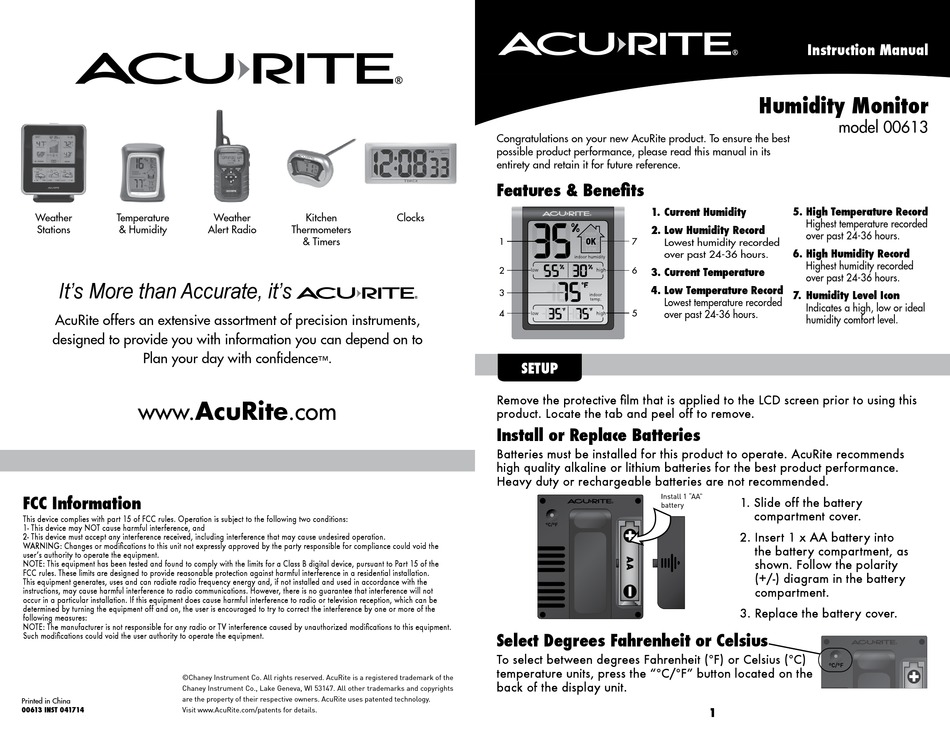 ACURITE 00613 INSTRUCTION MANUAL Pdf Download ManualsLib