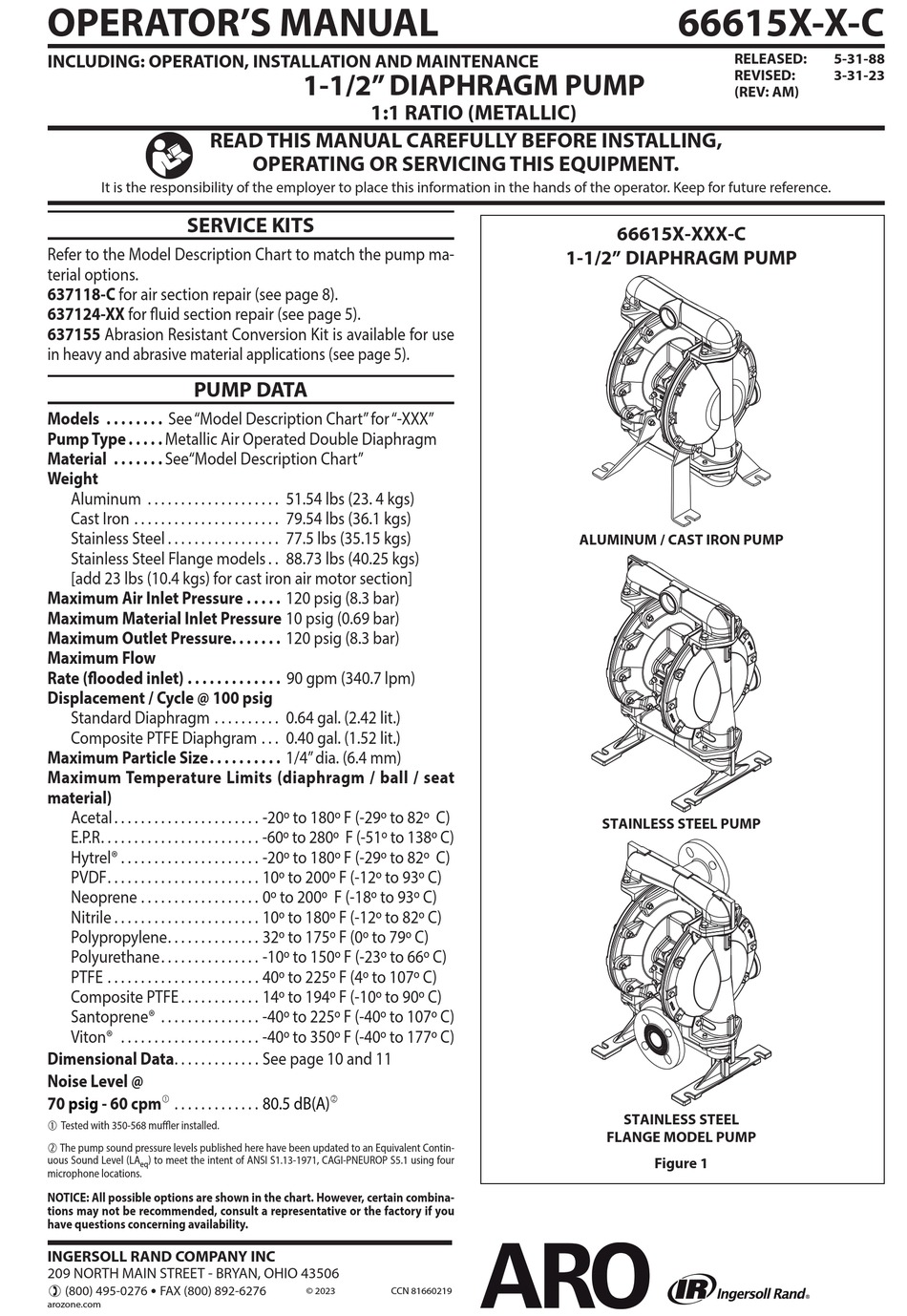 INGERSOLL-RAND ARO 66615 SERIES OPERATOR'S MANUAL Pdf Download | ManualsLib