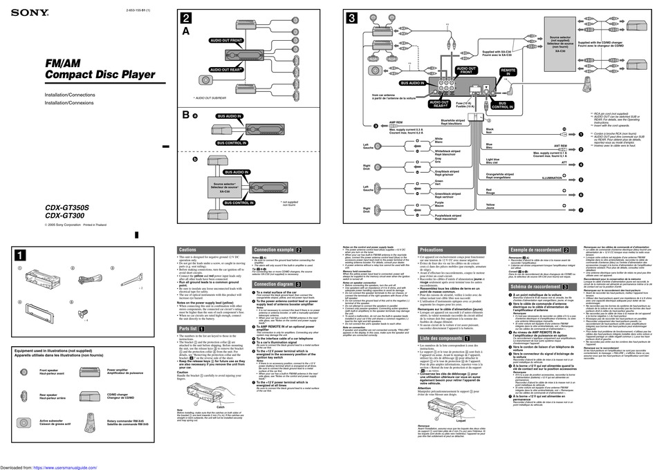 SONY CDX-GT350S INSTALLATION/CONNECTIONS Pdf Download | ManualsLib