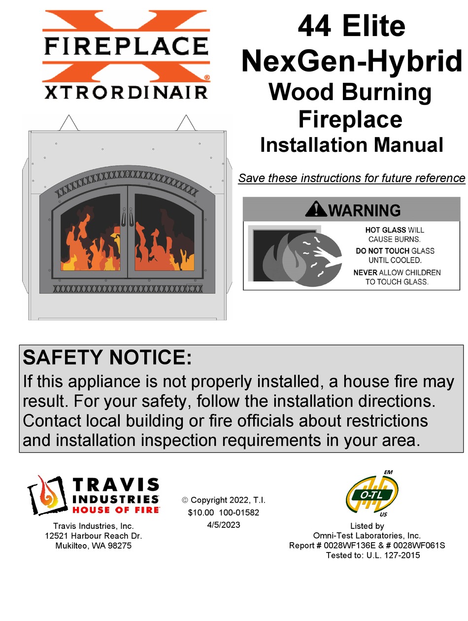 TRAVIS INDUSTRIES FIREPLACE XTRORDINAIR 44 ELITE INSTALLATION MANUAL Pdf Download ManualsLib