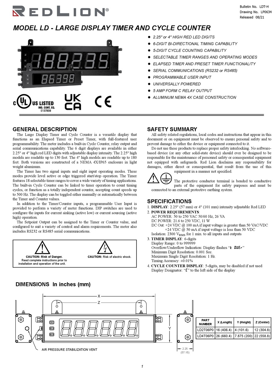 RED LION LD MANUAL Pdf Download | ManualsLib