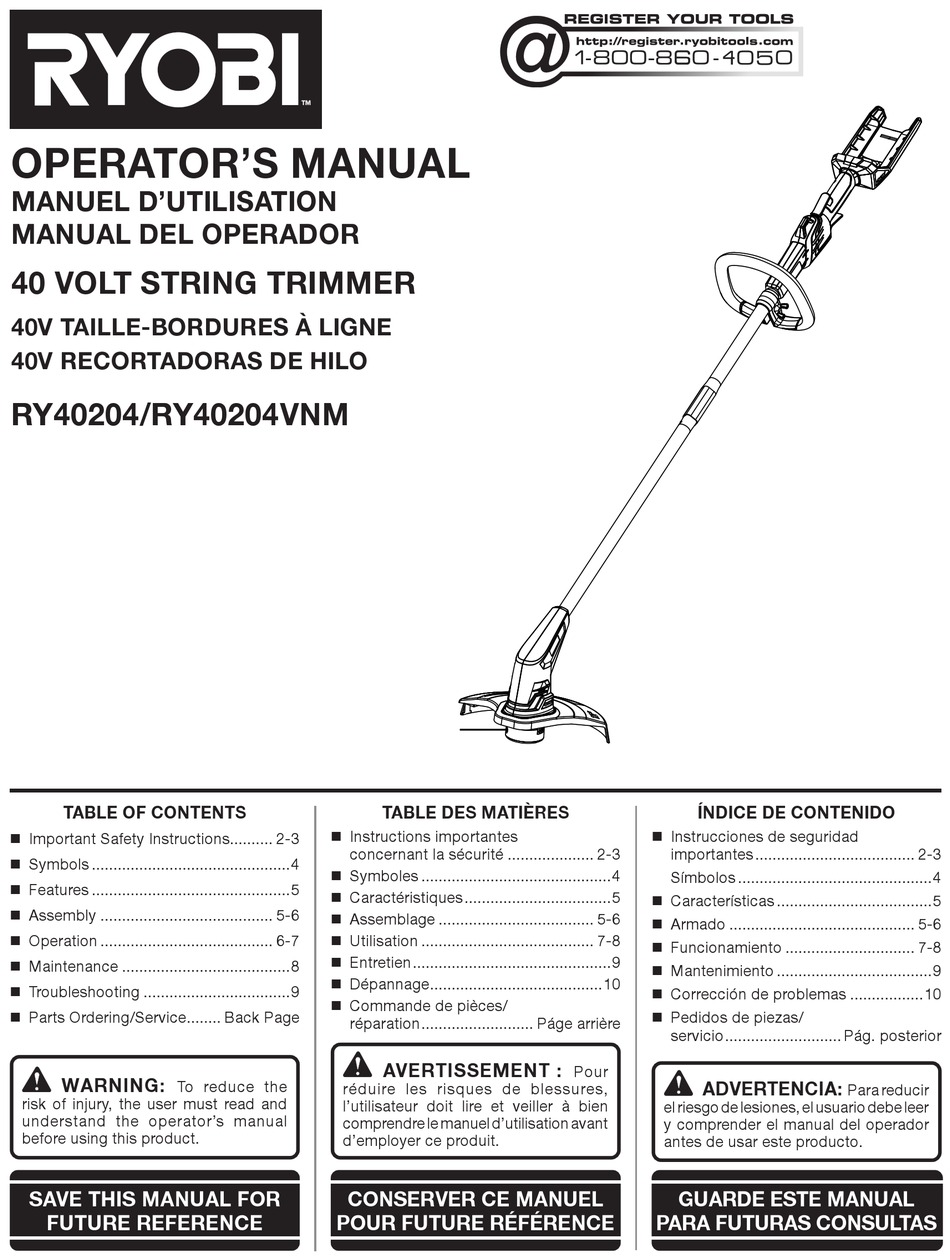 RYOBI RY40204VNM OPERATOR S MANUAL Pdf Download ManualsLib   1 Ry40204vnm 